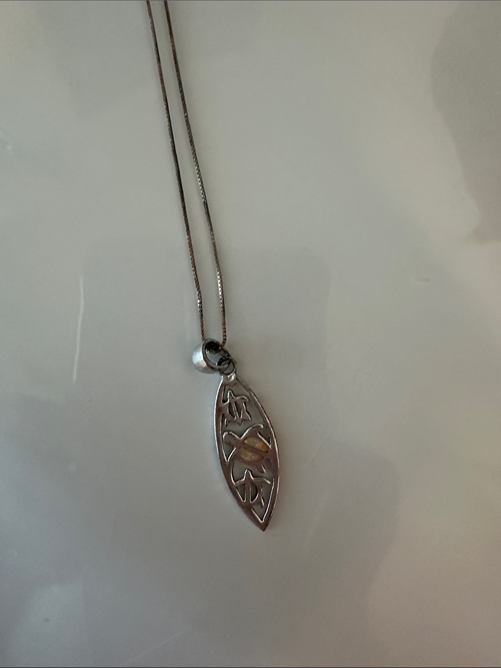 Silver Leaf Cutout Pendant Necklace - Silver